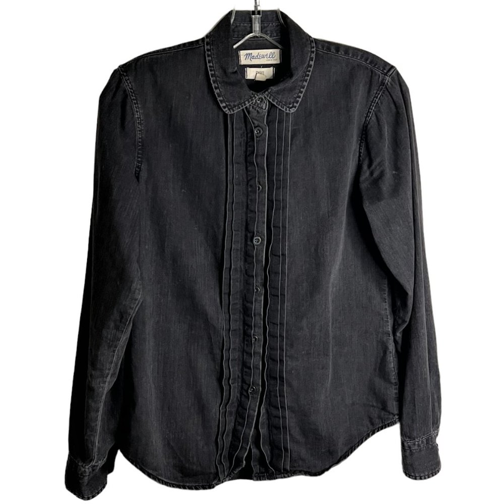 Women's Madewell Black 100% Cotton Button Up Long Sleeve Shirt, Size S